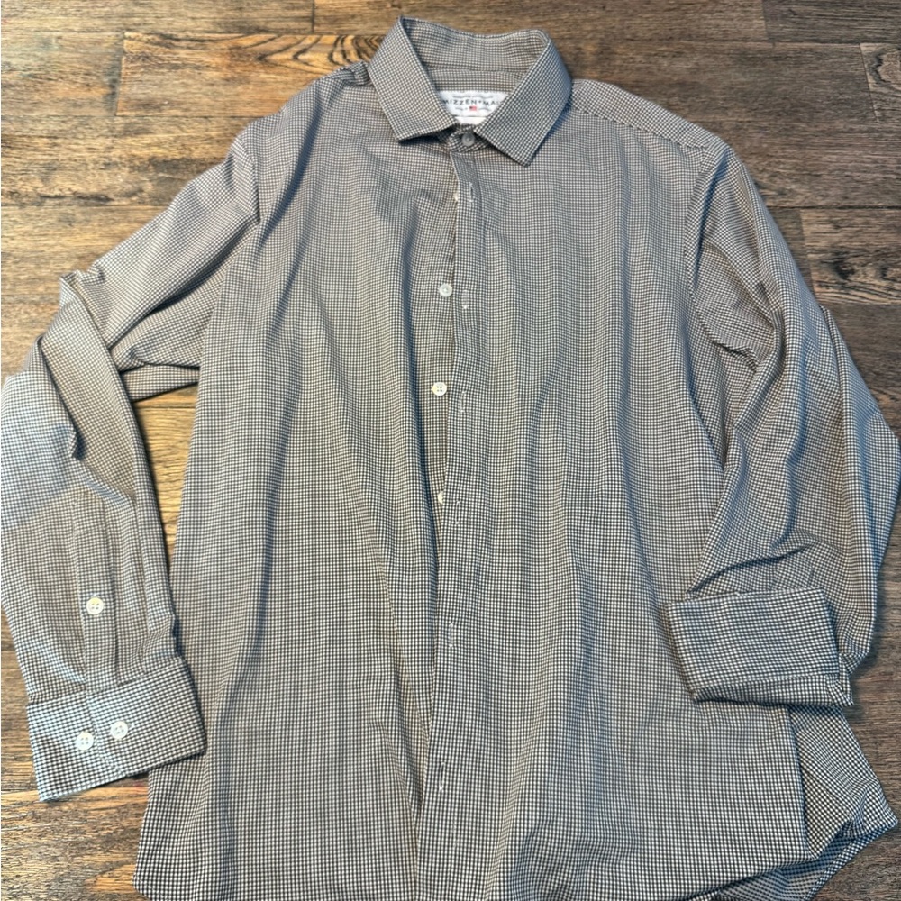 Mizzen+Main Black and White Checkered Leeward Dress Shirt